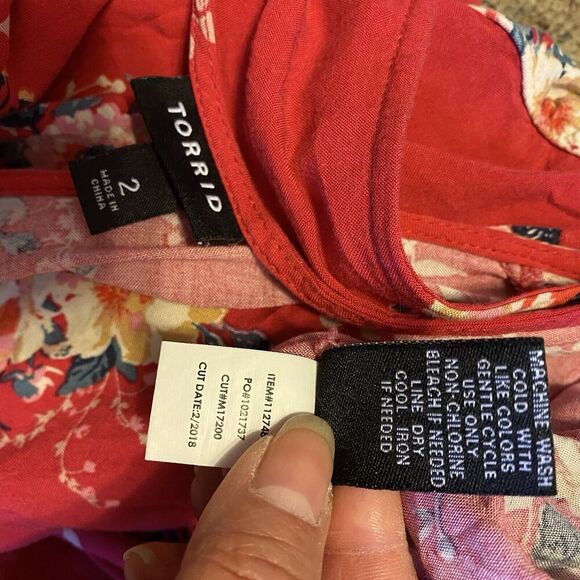 Torrid Dress Womens Sz 2/2X Pink Floral Mini Tie-back Challis Sleeveless Coastal - Picture 5 of 8